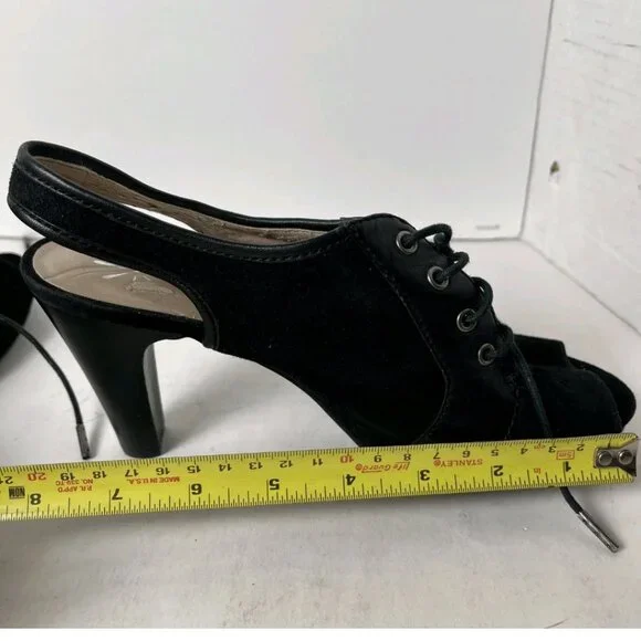 Isaac Mizrahi Live Imtessa Black Lace Slingback Heels 6M - Picture 9 of 16